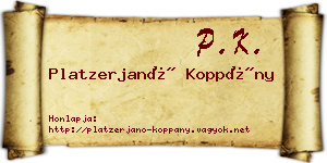 Platzerjanó Koppány névjegykártya